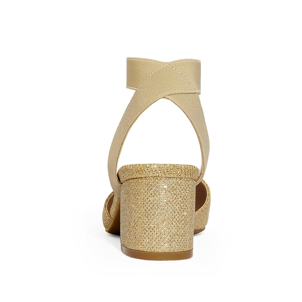 Pointed Toe Pumps with Ankle Strap - GOLD GLITTER - 2